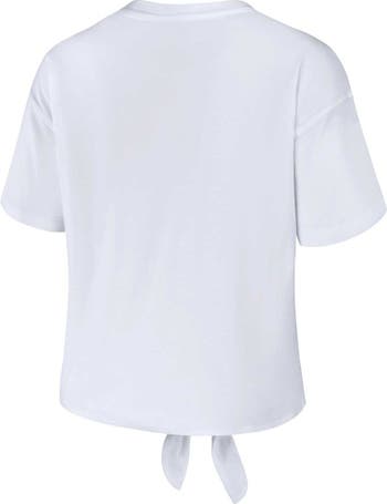 Women's Wear by Erin Andrews White Chicago Cubs Front Tie T-Shirt