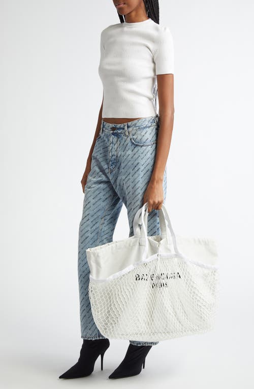 Shop Balenciaga Large 24/7 Tote In White/white/l Black