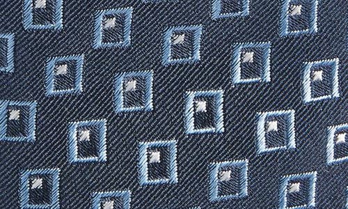 Shop Hugo Boss Boss Embroidered Silk Tie In Navy