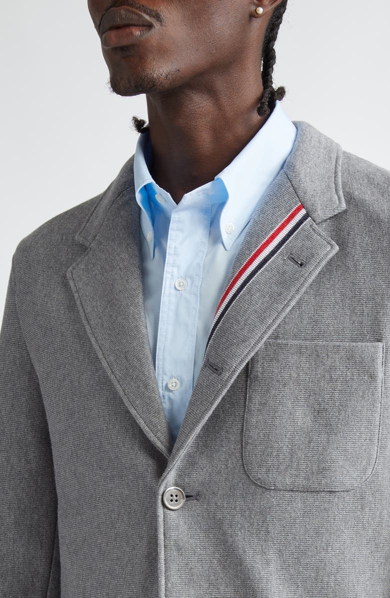 Thom Browne Double Face Knit Cotton Sack Jacket, Alternate, color, Medium Grey