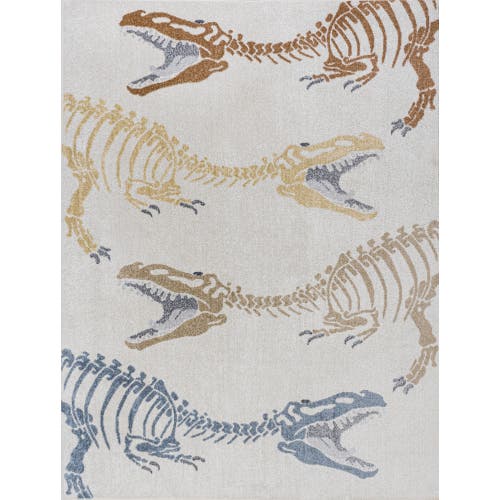 Jonathan Y Kingdarr T-rex Modern Kids Machine-washable Area Rug In Cream/multi