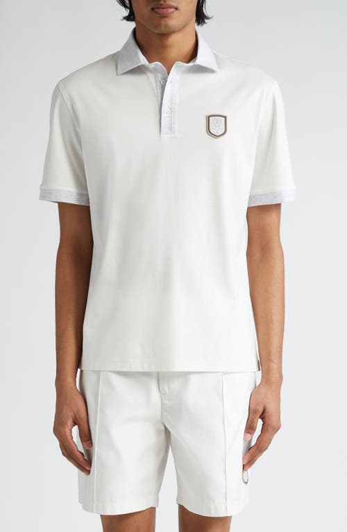 Brunello Cucinelli Logo Patch Cotton Polo Cvl41 Off White/Perla/Bianco at Nordstrom,