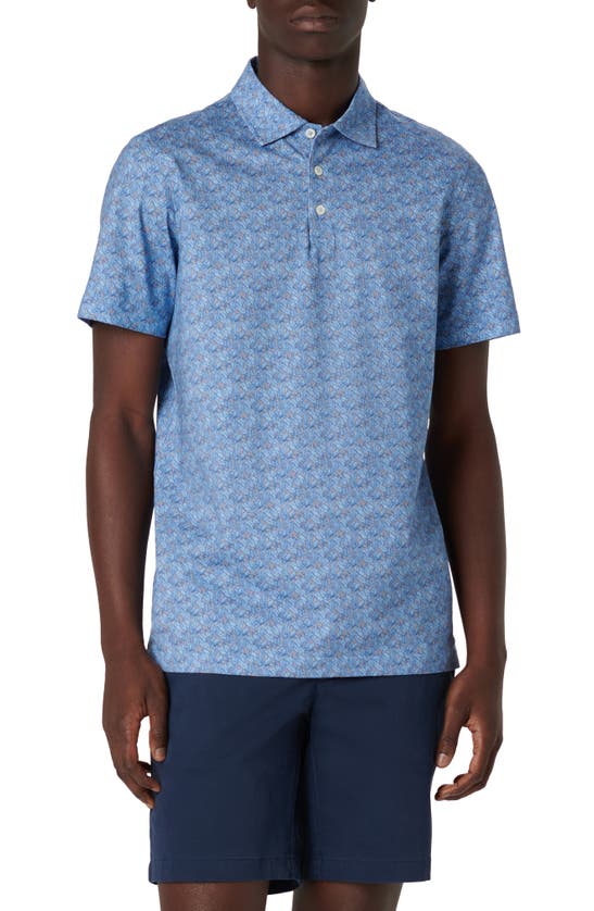 Shop Bugatchi Victor Ooohcotton® Leaf Print Polo In Air Blue