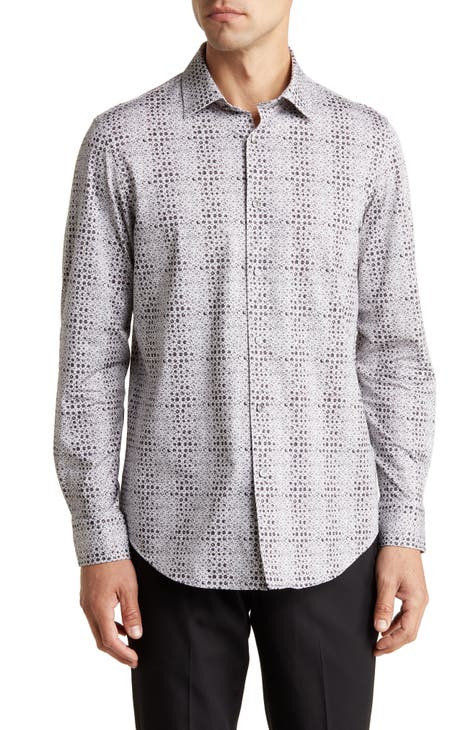 OoohCotton® Abstract Print Button-Up Shirt