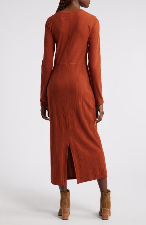 TREASURE & BOND TREASURE & BOND DIRECTIONAL RIB LONG SLEEVE COTTON BLEND KNIT DRESS