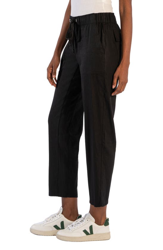 Shop Kut From The Kloth Rosalie Linen Blend Drawstring Ankle Pants In Black
