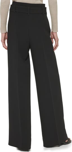 DKNY Trousers w. Belt - Black w. White » Quick Shipping