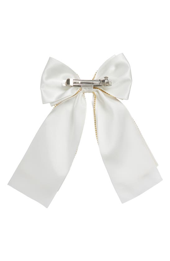 Shop Bp. Large Imitation Pearl Trim Satin Bow Barrette In White