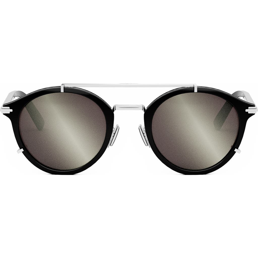 Dior 'blacksuit R7u 50mm Round Sunglasses In Matte Black/smoke Mirror