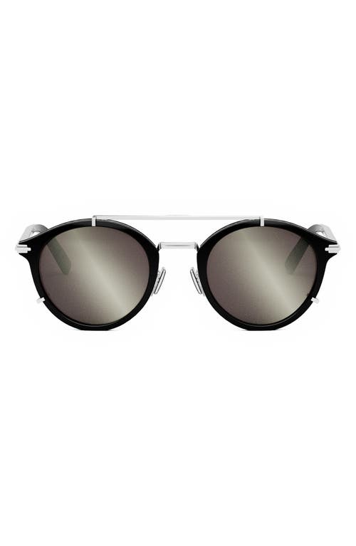 'DiorBlackSuit R7U 50mm Round Sunglasses in Matte Black /Smoke Mirror at Nordstrom