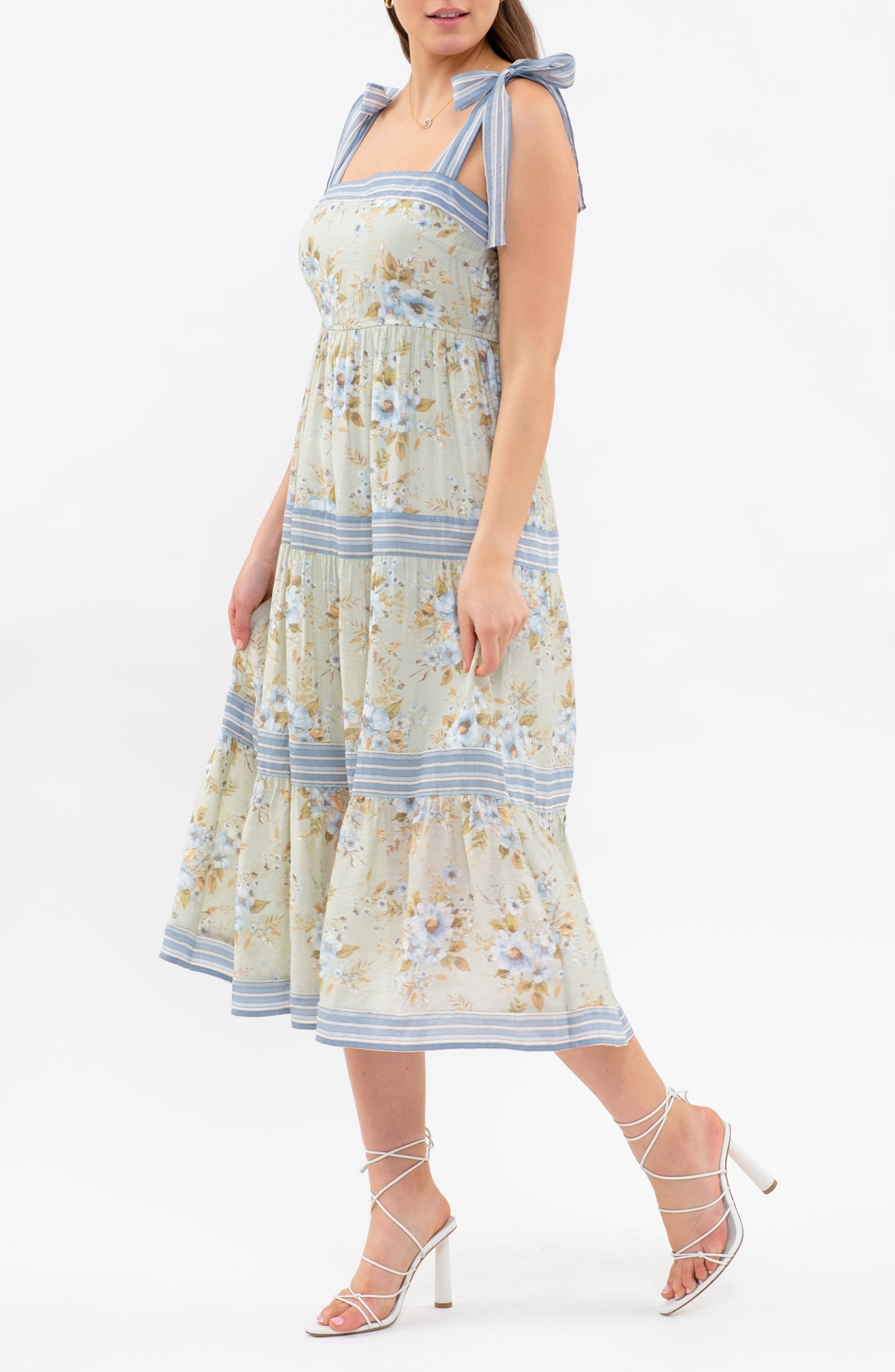 Blu Pepper Floral Stripe Tie Strap Maxi Dress Nordstromrack