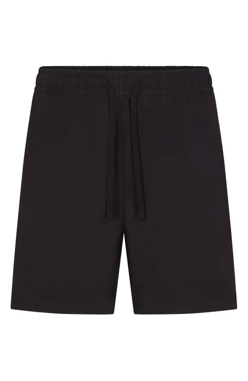 Skims Stretch Cotton Blend Jersey Lounge Shorts In Obsidian