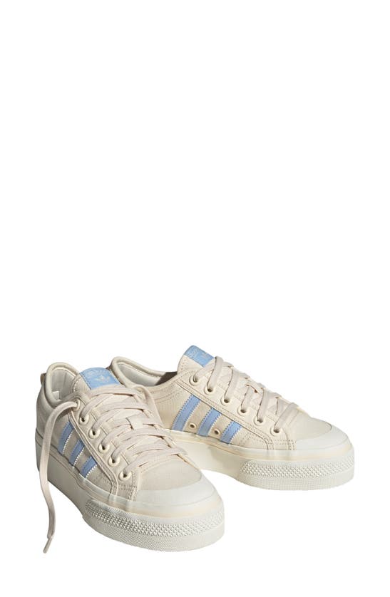 Adidas Originals Nizza Platform Sneaker In White/ Blue/ Off White