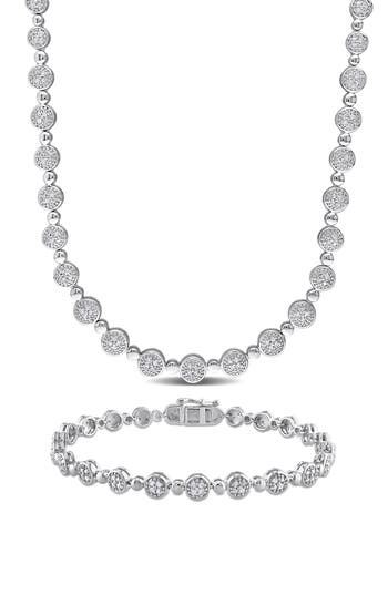 Delmar Diamond Tennis Necklace & Bracelet Set In Multi