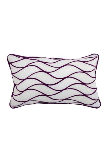 Divine Home Embroidered Curves Outdoor Pillow In Purple