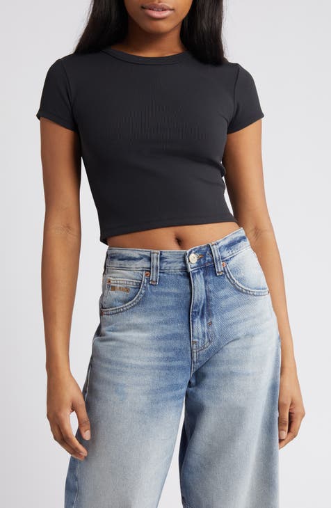 Women Girls Mesh Sheer Shine Rhinestone Crop Top Long Sleeve Turtleneck  T-Shirt Blouse Tops