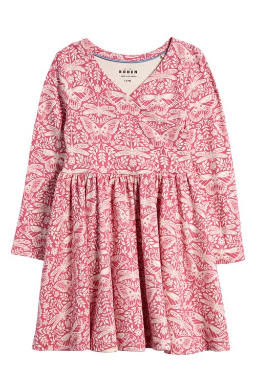 Mini Boden Kids' Butterfly Print Cotton Jersey Dress in Sweet William Pink Butterfly at Nordstrom, Size 2-3Y