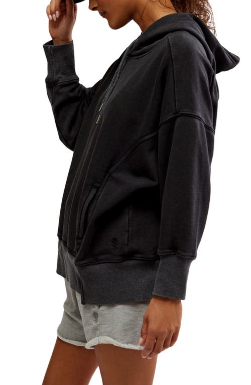 Shop Free People Fp Movement Sprint To The Finish Oversize Cotton Blend Hoodie In Black