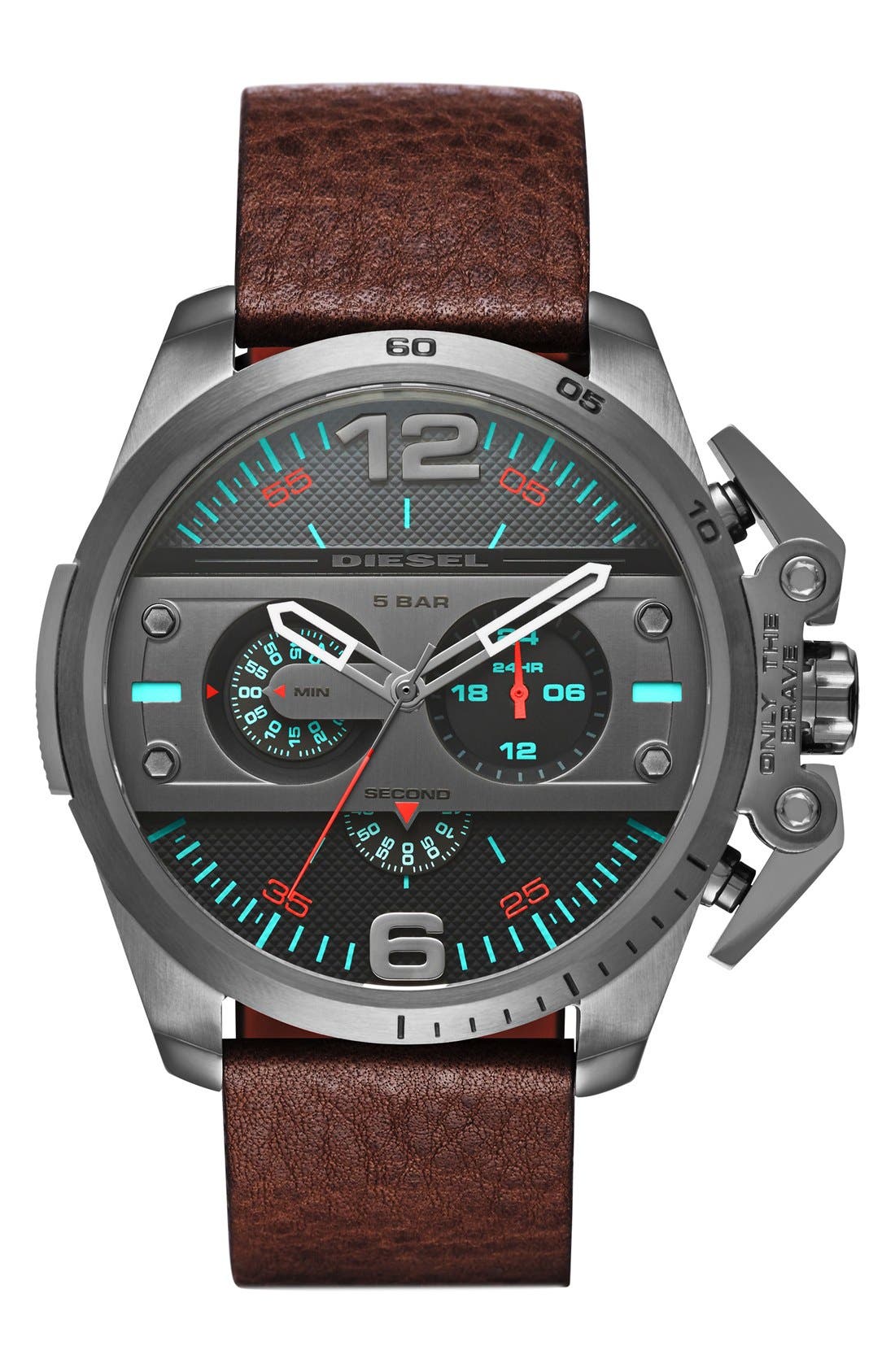 DIESEL® 'Ironside' Chronograph Leather Strap Watch, 55mm Nordstrom