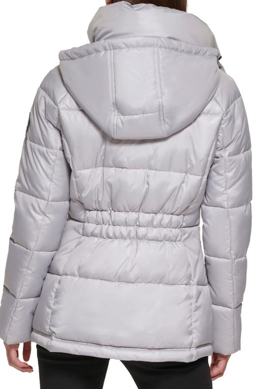 Shop Kenneth Cole New York Cire Hooded Puffer Jacket In Silver