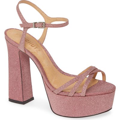 Schutz Landrie Glitter Platform Sandal, Pink