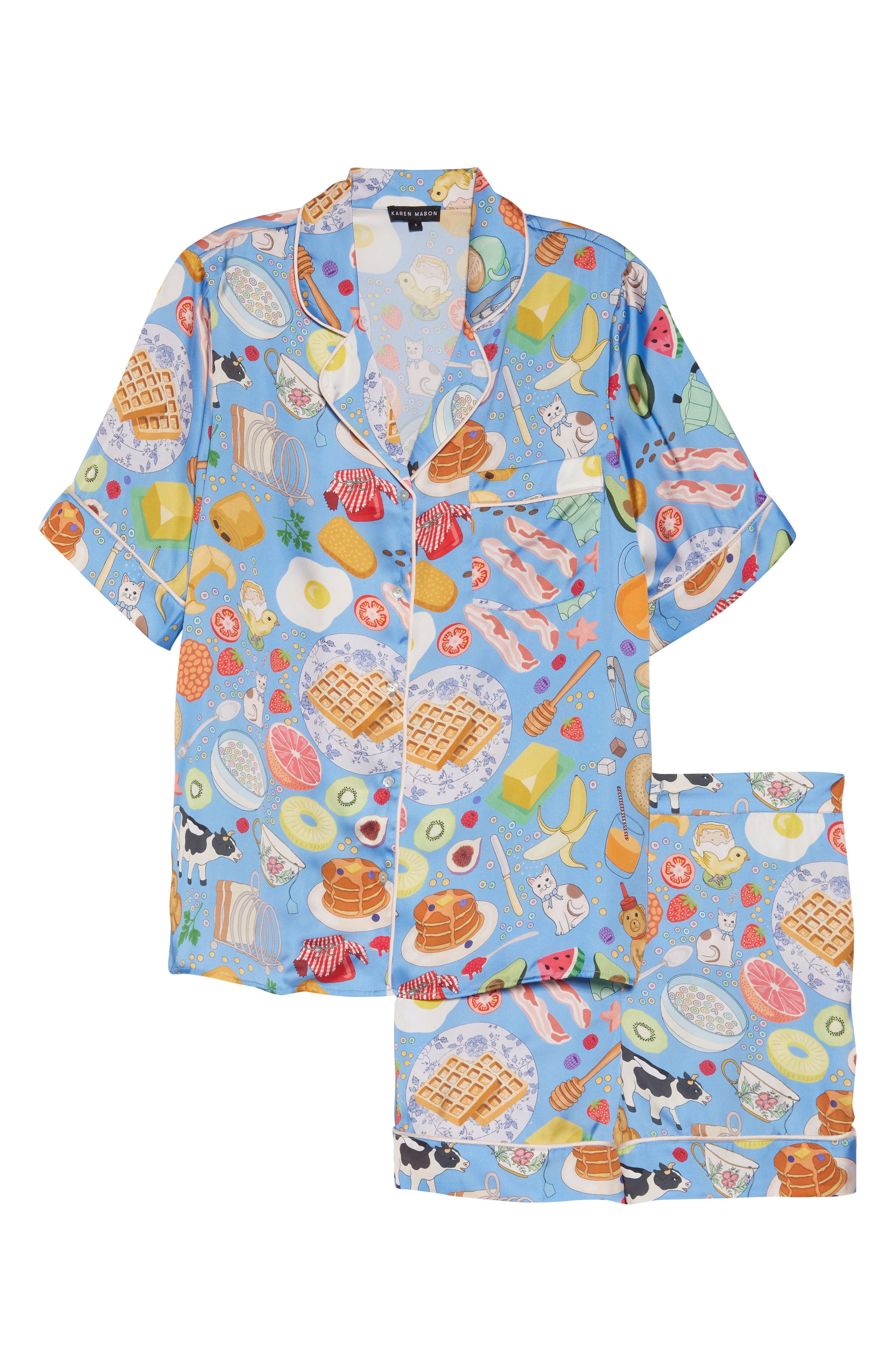 Karen Mabon Breakfast Short Pajamas in Blue