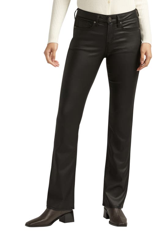 Shop Silver Jeans Co. Suki Curvy Coated Slim Bootcut Jeans In Black