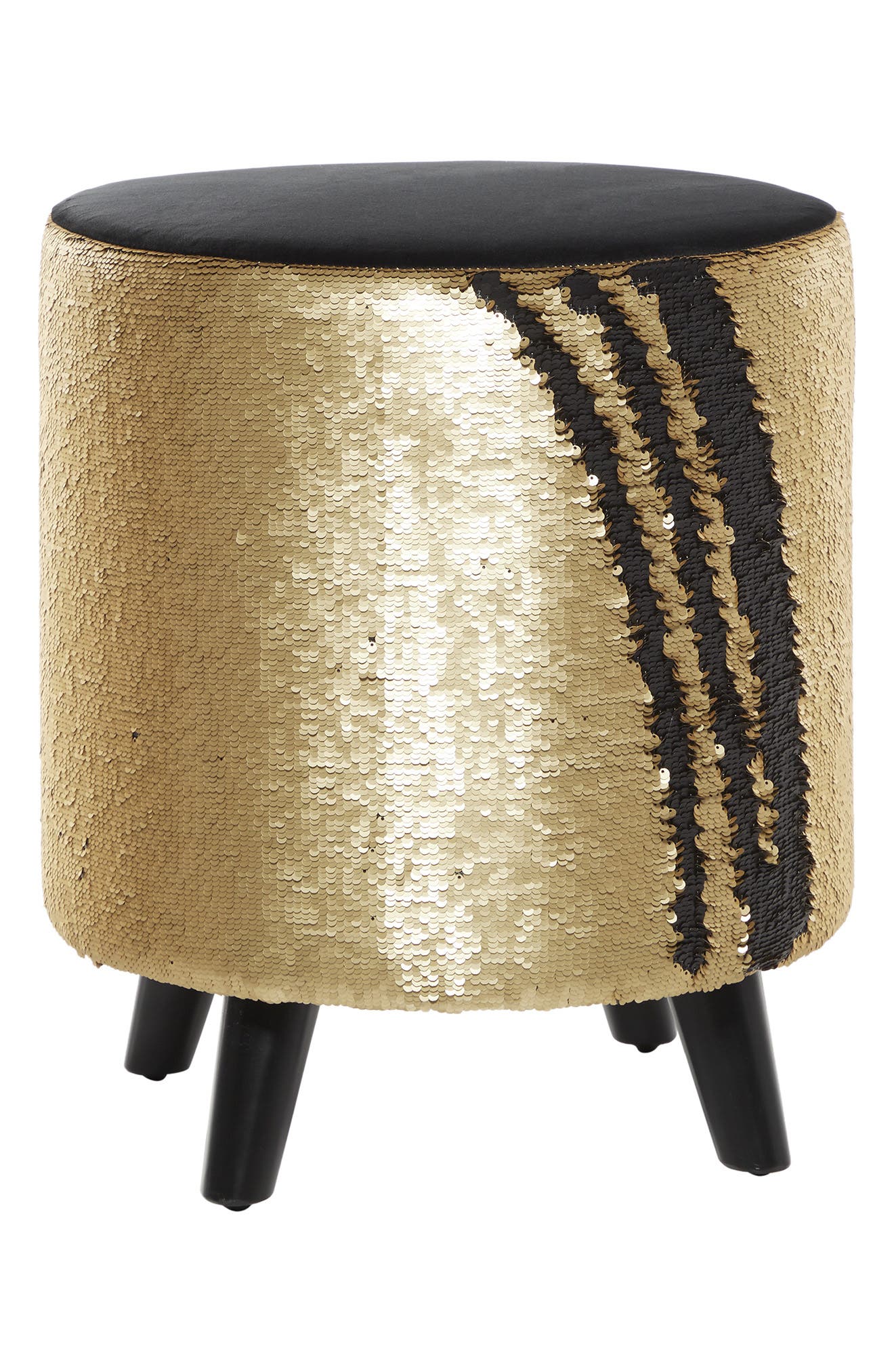 Willow Row Gold Fabric & Wood Contemporary Stool