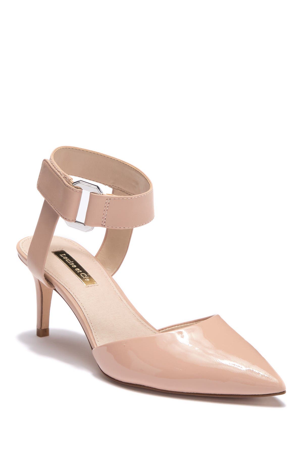 beige pumps with ankle strap