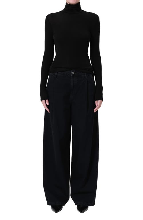 Shop Agolde Ellis Pleated Wide Leg Trouser Jeans In Crushed