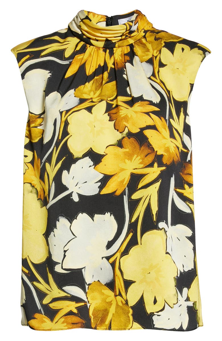 Milly Riley Paper Peony Mock Neck Sleeveless Top, Alternate, color, 