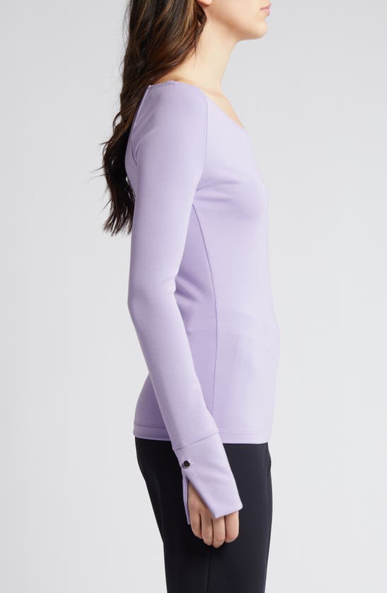 Shop Hugo Boss Long Sleeve Knit Top In Iris