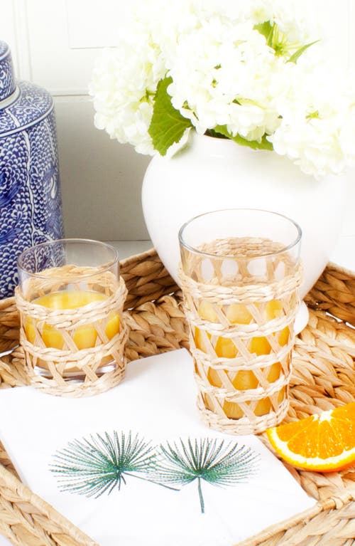 Shop 8 Oak Lane Rattan Set Of Four Old Fashioned Glasses In Clear/rattan