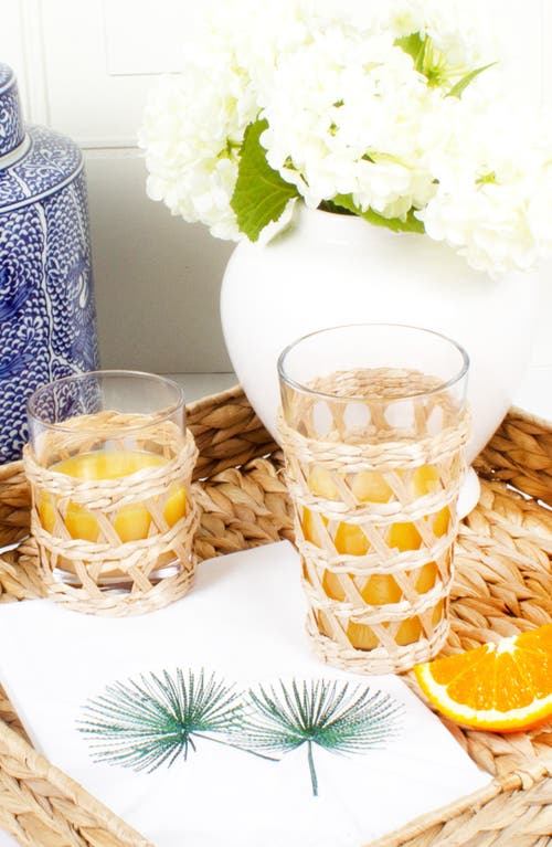 8 Oak Lane Rattan Set Of Four Old Fashioned Glasses In Clear/rattan