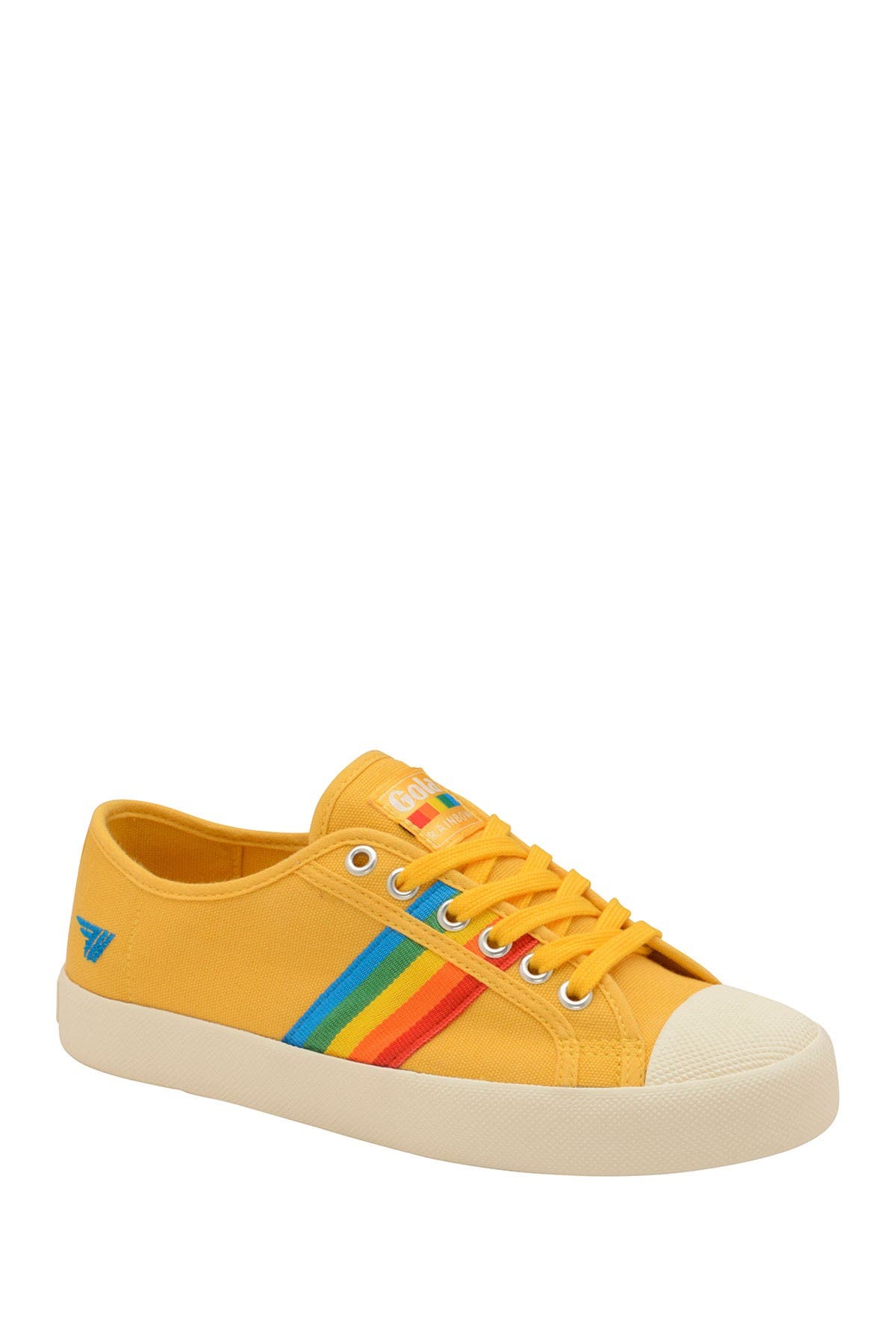 Gola Coaster Rainbow Striped Sneaker In Bright Yellow6