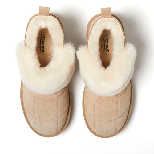 Dearfoams Fireside Bayswater Genuine Shearling Quilted Platform Bootie In Sand