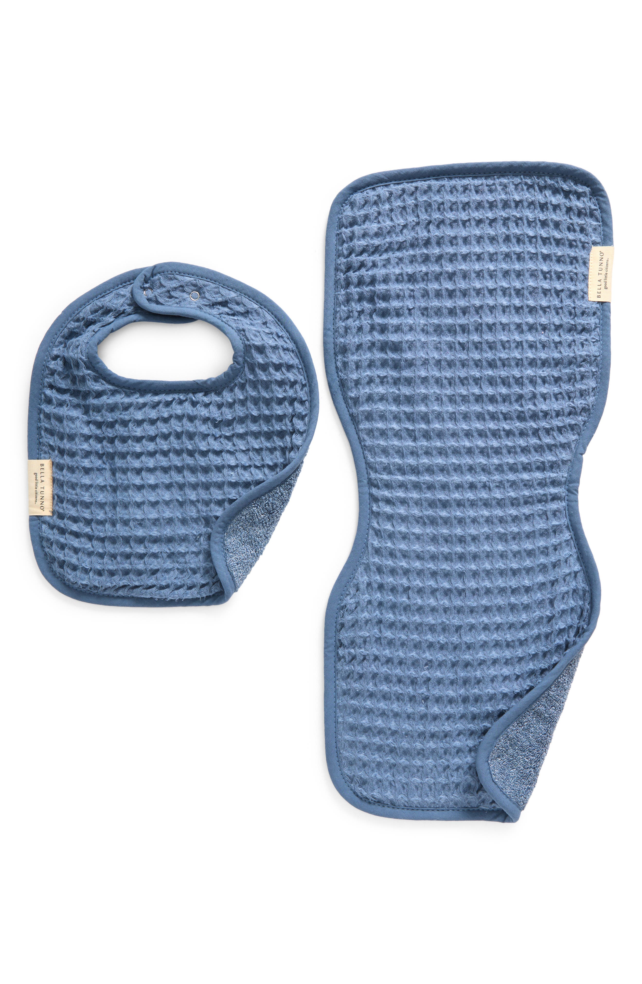Bella Tunno Reversible Bib & Burp Cloth Set in Rain 