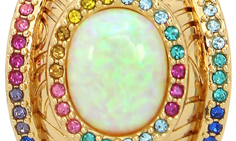Shop Kurt Geiger London Southbank Imitation Opal Hoop Earrings In Gold Multi