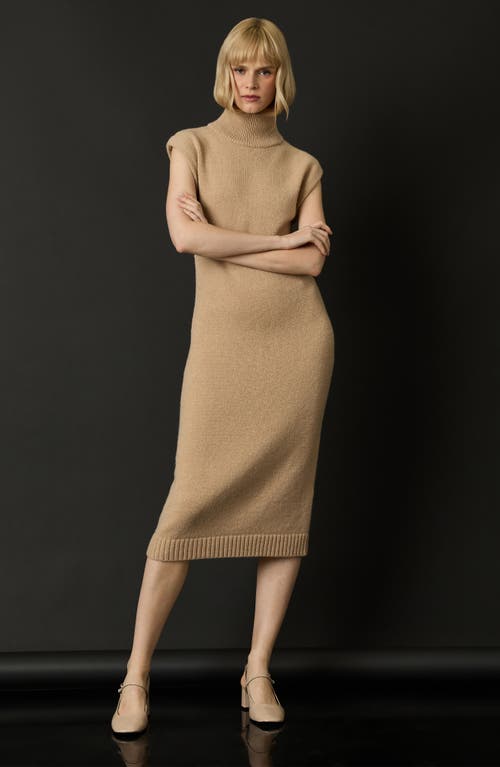 Shop Luxely Cap Sleeve Turtleneck Sweater Dress In Taupe Gray