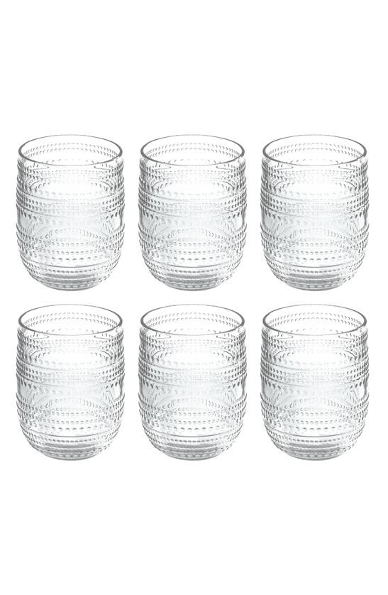 Tarhong Set Of 6 Beaded Stemless Glasses In Clear