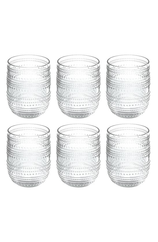 Tarhong Beaded Stemless Cobalt Glasses, Set Of 6 In Clear