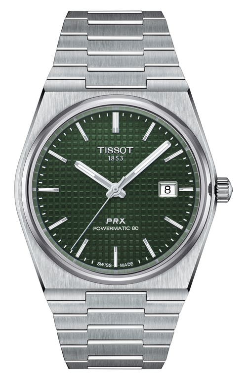 Tissot PRX Auto Powermatic 80 Bracelet Watch, 40mm in Green at Nordstrom