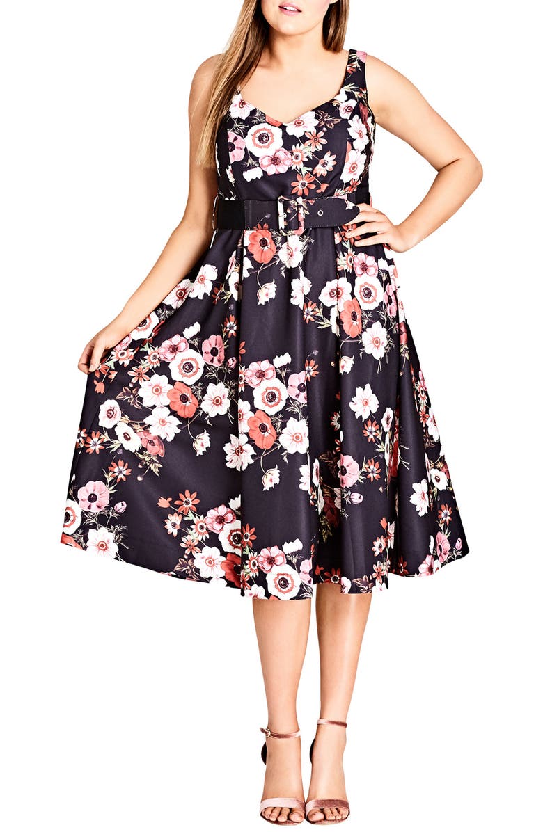 City Chic Poppy Bloom Fit & Flare Dress (Plus Size) | Nordstrom