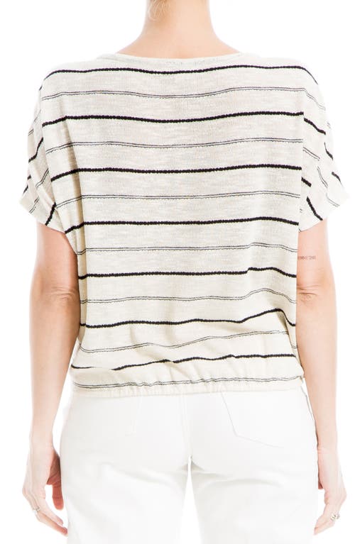 Max Studio Stripe Drawstring T-shirt In Oyster/blk Strp