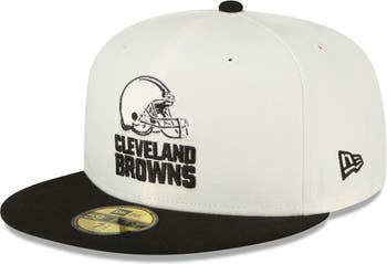 New Era Men's New Era Cream/Black Cleveland Browns Chrome Collection  59FIFTY Fitted Hat