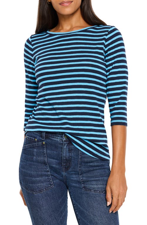 NZT by NIC+ZOE Stripe Boat Neck T-Shirt in Blue Multi 