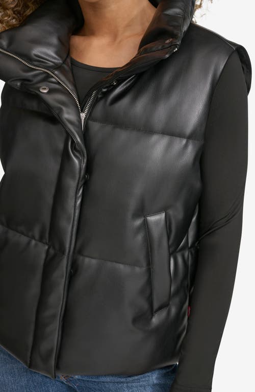 Shop Levi's Faux Leather Puffer Vest In Black