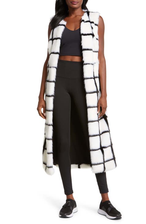 Blanc Noir Katerina Tie Waist Faux Fur Maxi Vest