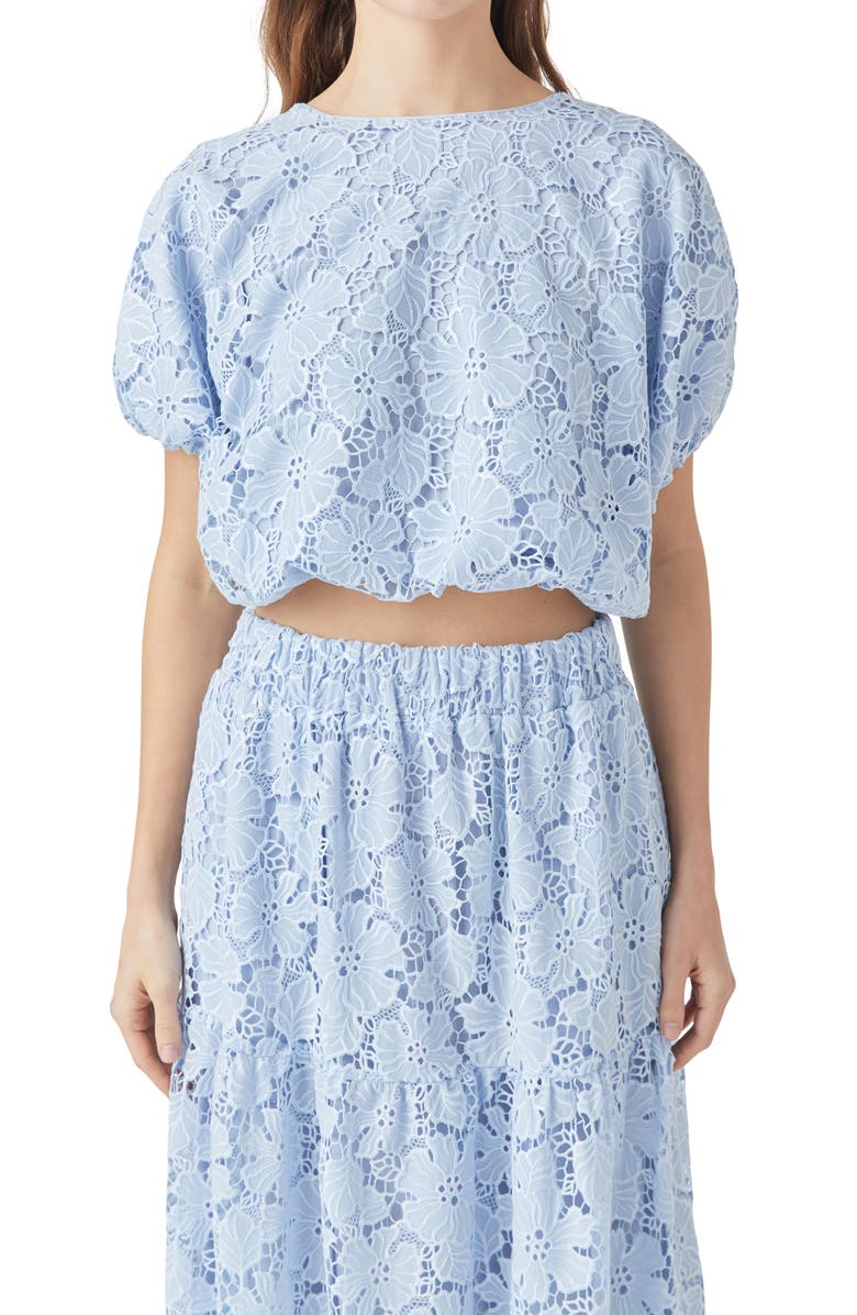 Endless Rose Sequin Lace Voluminous Crop Top Nordstrom
