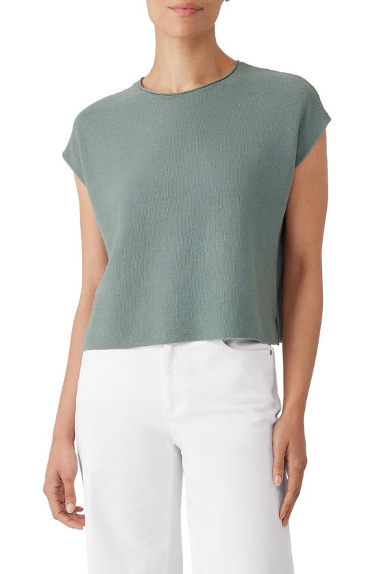 Eileen Fisher Crewneck Organic Linen & Cotton Knit Top In Amalfi